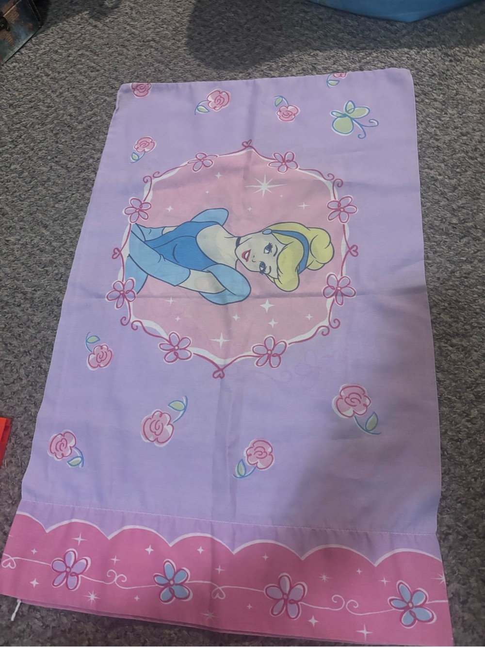 Purple Princess Pillowcase with Cinderella and Snow White